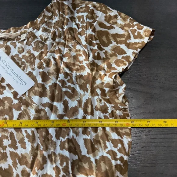 Soft Surroundings Short Sleeve Kara White Mocha Leopard Dress Size L - Picture 5 of 10